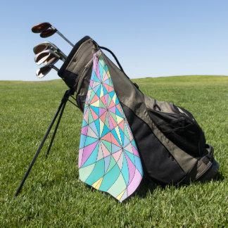 Colourful Pastel Mosaic Triangle Star Pattern Golf Towel