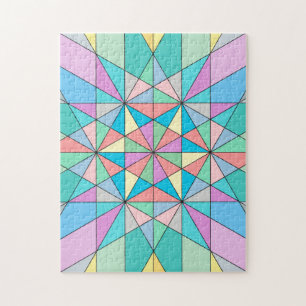 Colourful Pastel Mosaic Triangle Star Pattern Jigsaw Puzzle