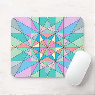 Colourful Pastel Mosaic Triangle Star Pattern Mouse Pad