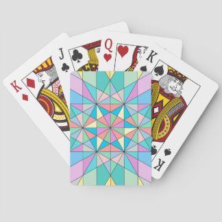 Colourful Pastel Mosaic Triangle Star Pattern Playing Cards
