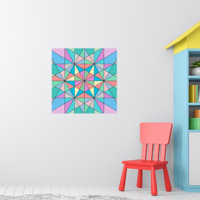 Colourful Pastel Mosaic Triangle Star Pattern Poster (Nursery 1)