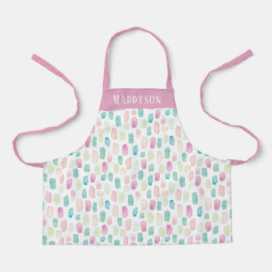 Colourful Pastel Paint Stroke Pattern Print Apron