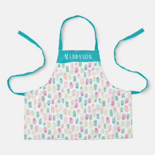Colourful Pastel Paint Stroke Pattern Print Apron