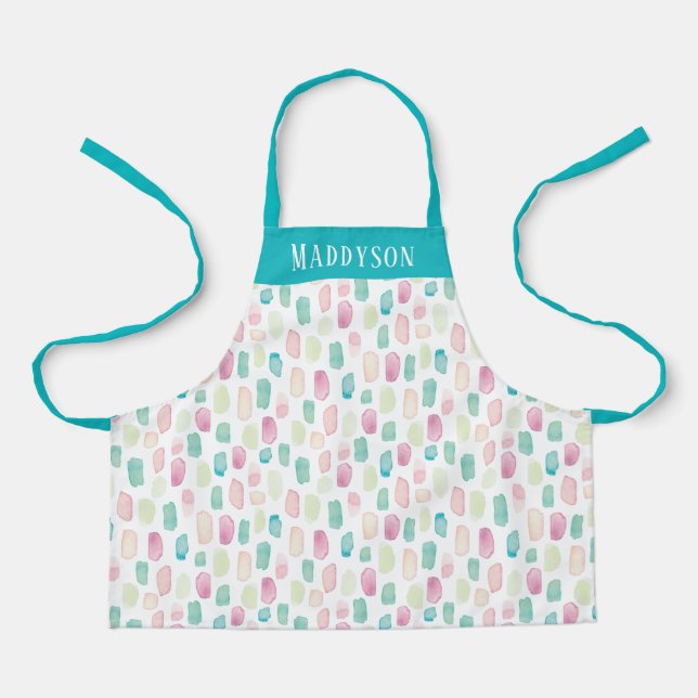 Colourful Pastel Paint Stroke Pattern Print Apron (Front)