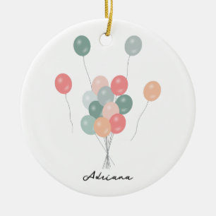 Colourful Pastel Party Balloons Ceramic Ornament