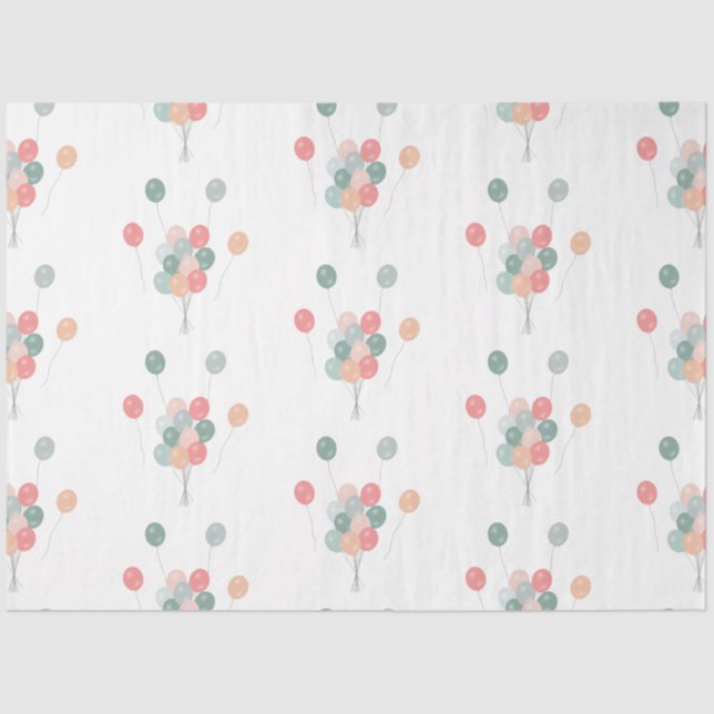 Colourful Pastel Party Balloons  Tissue Paper (Front)