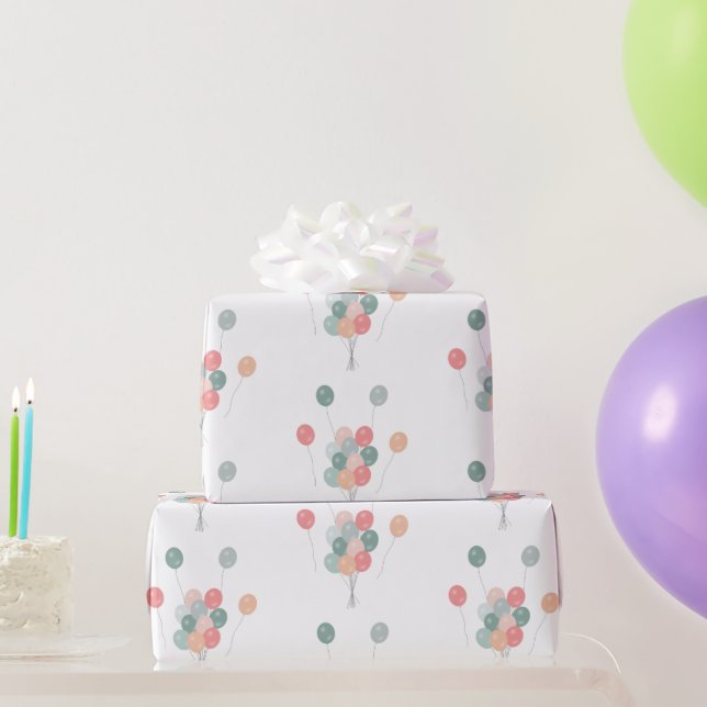 Colourful Pastel Party Balloons  Wrapping Paper (Party Gifts)