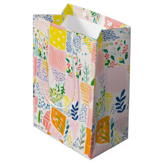 Colourful Pastel Patchwork Preppy Medium Gift Bag