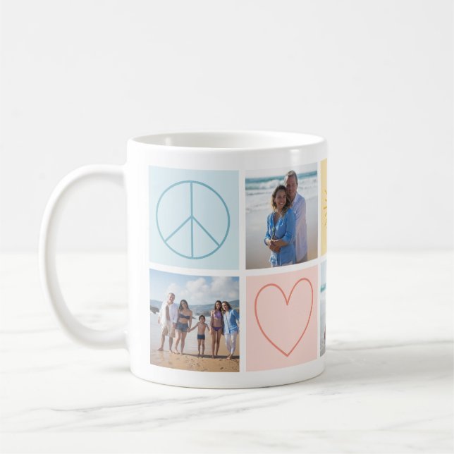 Colourful Pastel Peace Love and Sunshine Coffee Mu Coffee Mug (Left)