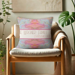 Colourful Pastel Personalised Name Date Abstract Cushion