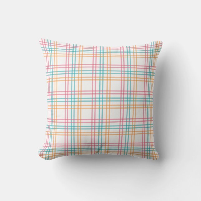 Colourful Pastel Plaid  Cushion (Front)