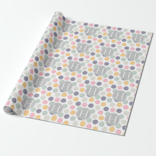 colourful pastel polka dot pattern monogram wrapping paper