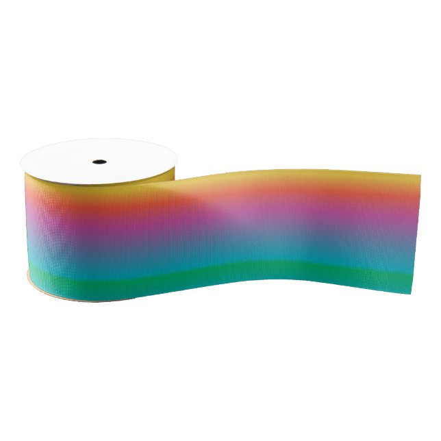 Colourful Pastel Rainbow Ombre Grosgrain Ribbon (Spool)