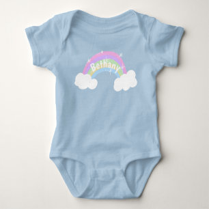 Colourful Pastel Rainbow Personalised Girls Baby Bodysuit