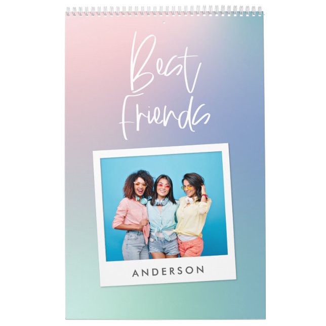 Colourful pastel rainbow photo best friend calenda calendar (Cover)