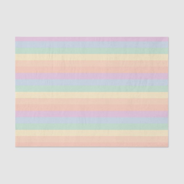 Colourful Pastel Rainbow Striped Pattern Tissue Paper (Front)