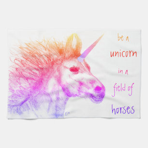 Colourful Pastel Rainbow Unicorn Kitchen Towel