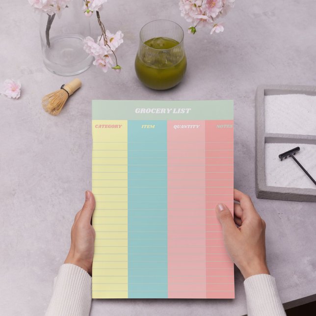 Colourful Pastel Retro Grocery List Notepad (Creator Uploaded)