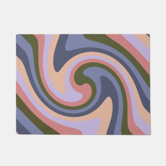 Colourful pastel retro vintage dynamic swirl strip doormat