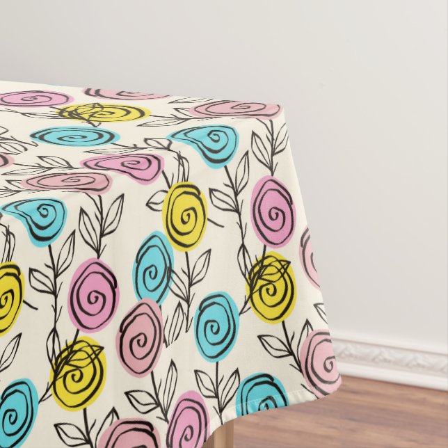 Colourful Pastel Roses Tablecloth (In Situ)
