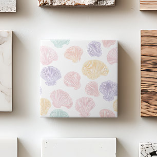 Colourful Pastel Seashell Modern Coastal Pattern Ceramic Tile
