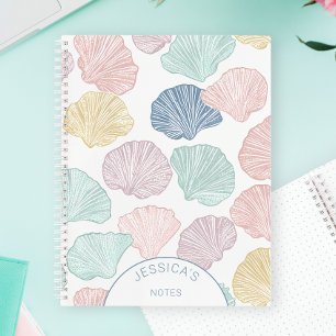 Colourful Pastel Seashell Modern Custom Coastal Notebook