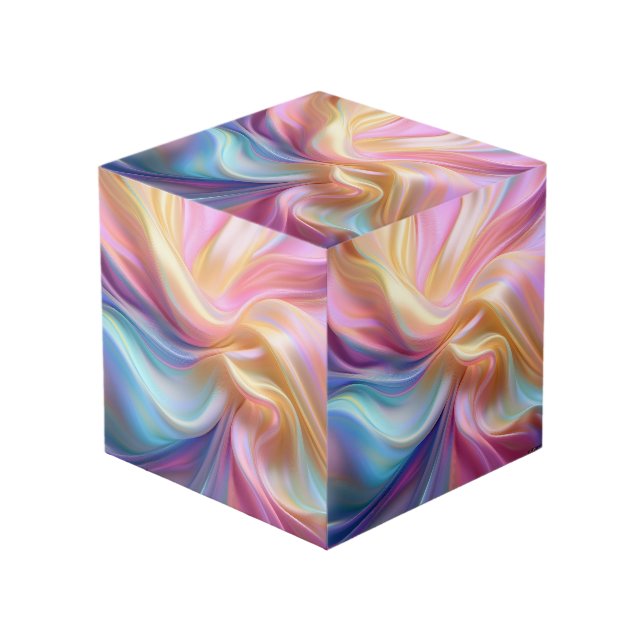 Colourful Pastel Silk Cube (Front Angled)