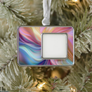 Colourful Pastel Silk Silver Plated Framed Ornament