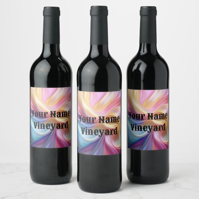 Colourful Pastel Silk Wine Label (Bottles)