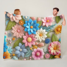 Colourful Pastel Spring 3D Felt Floral Art
