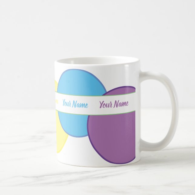 Colourful pastel spring circles with your name coffee mug (Right)