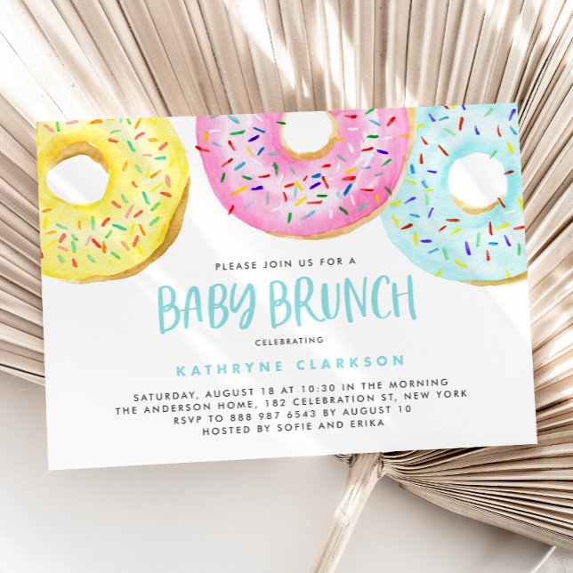 Colourful Pastel Sprinkle Doughnuts Baby Brunch Invitation (Creator Uploaded)