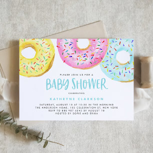 Colourful Pastel Sprinkle Doughnuts Baby Shower Invitation