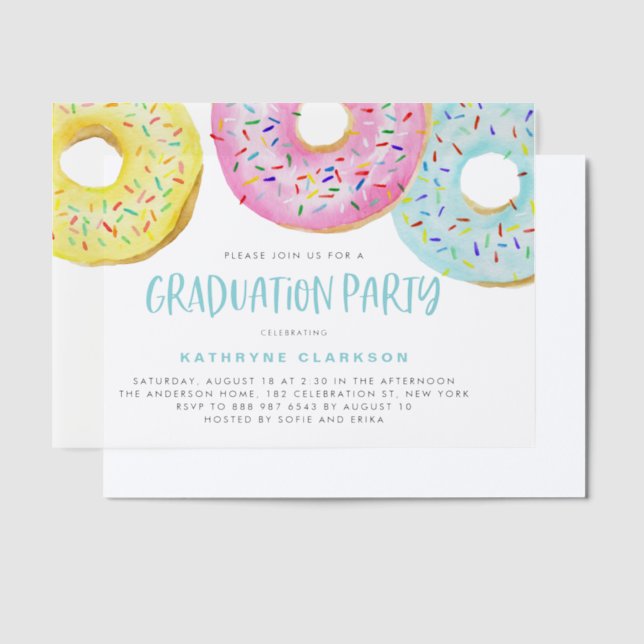 Colourful Pastel Sprinkle Doughnuts Graduation Par Vellum Invitations (Offset)