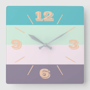 Colourful Pastel Square Wall Clock