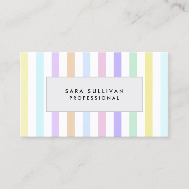 Colourful Pastel Stripe Pattern Professional Business Card (Front)