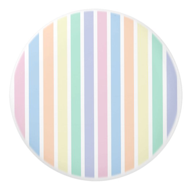 Colourful Pastel Striped Decor Knob Ceramic Pull (Front)