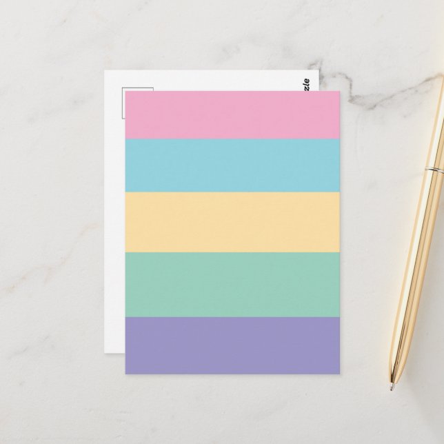 Colourful Pastel Stripes Pattern Flat Card (Front/Back In Situ)