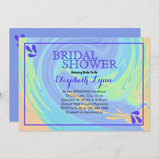 Colourful Pastel Swirl Bridal Shower Template (Front/Back)