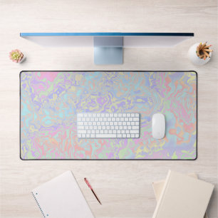 Colourful Pastel Swirly Trippy Acid Trip Rainbow Desk Mat