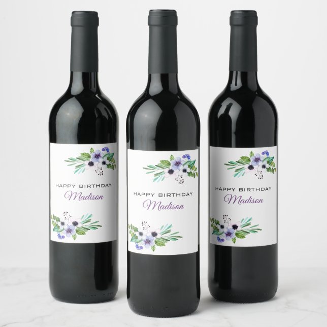Colourful Pastel Tones Bouquet Wine Label (Bottles)