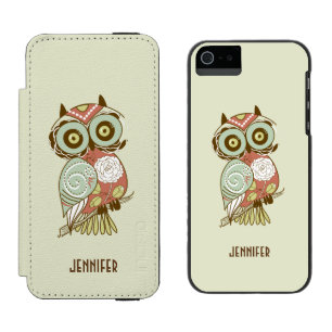 Colourful Pastel Tones Retro Floral Owl Incipio Watson™ iPhone 5 Wallet Case