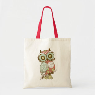 Colourful Pastel Tones Retro Floral Owl Tote Bag