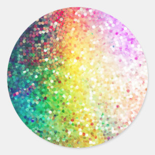 Colourful Pastel Tones Retro Glitter Classic Round Sticker