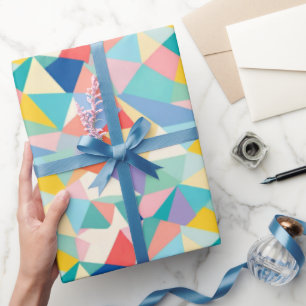 Colourful Pastel Triangles And Wedge Shapes Wrapping Paper