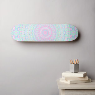 Colourful Pastel Trippy Groovy Retro Hippie Mandal Skateboard