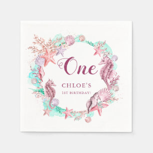 Colourful Pastel Under the Sea Birthday Napkin