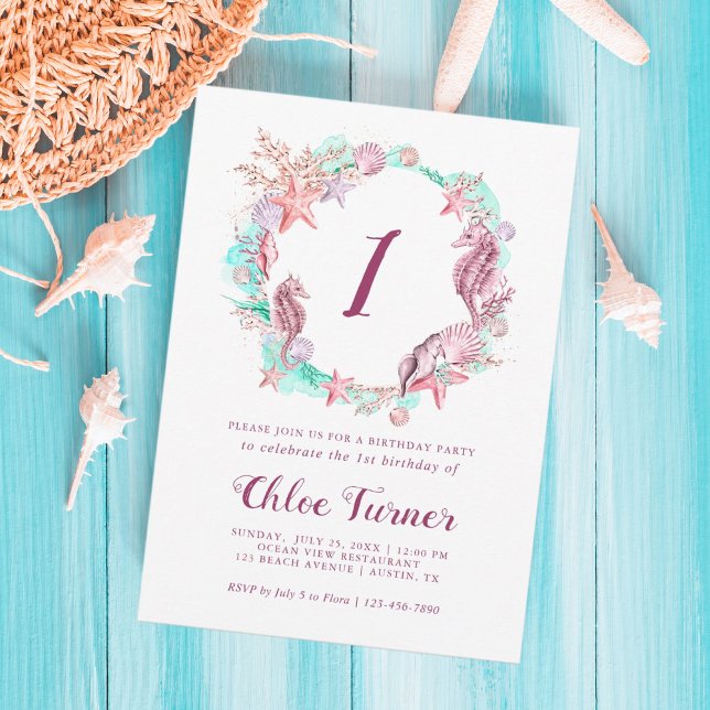 Colourful Pastel Under the Sea First Birthday Invitation (Creator Uploaded)