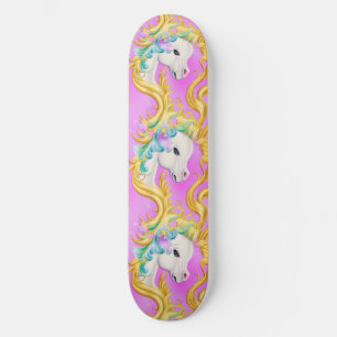 Colourful Pastel Unicorn with Rococo Baroque Accen Skateboard