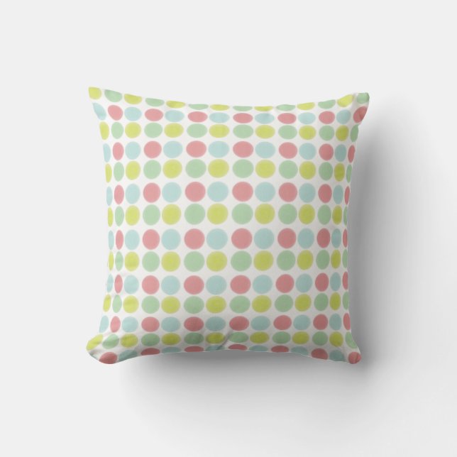 Colourful Pastel Watercolor Dots Cushion (Front)